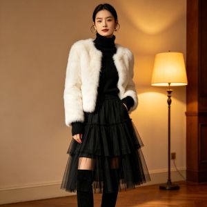冬季黑色纱质半身裙穿搭｜温柔御寒，美而不冻腿