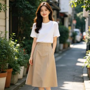 夏装中长款 A 字裙搭配大全